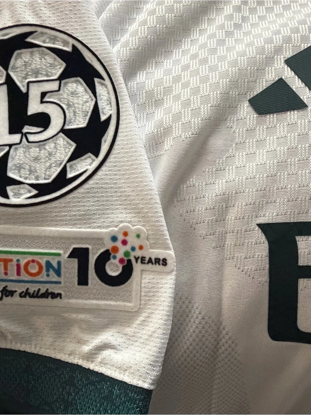 Real Madrid White Soccer Jersey with Maroon and Dark Green player version